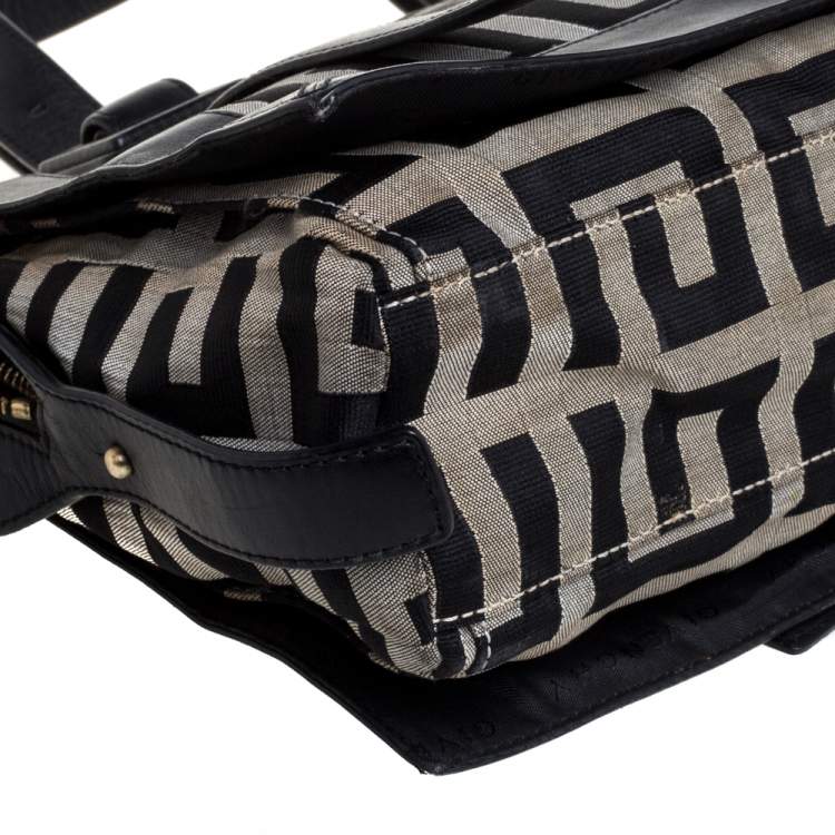 Pre Owned Givenchy Black/Grey Monogram Canvas and Leather Satchel