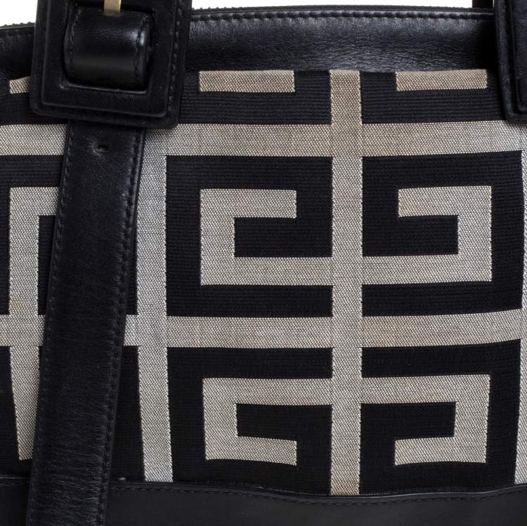 Pre Owned Givenchy Black/Grey Monogram Canvas and Leather Satchel