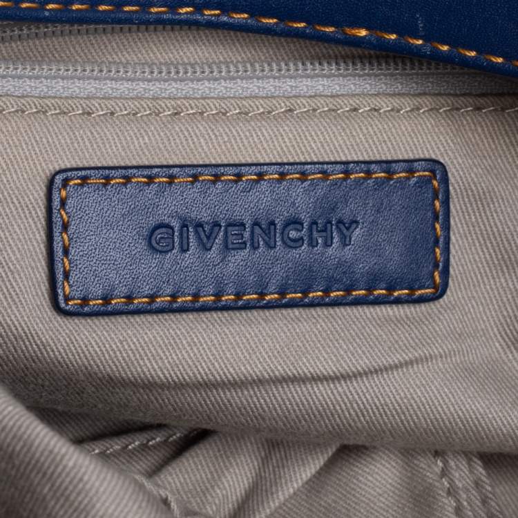 Pre Owned Givenchy Blue Monogram Denim and Leather Shoulder Bag