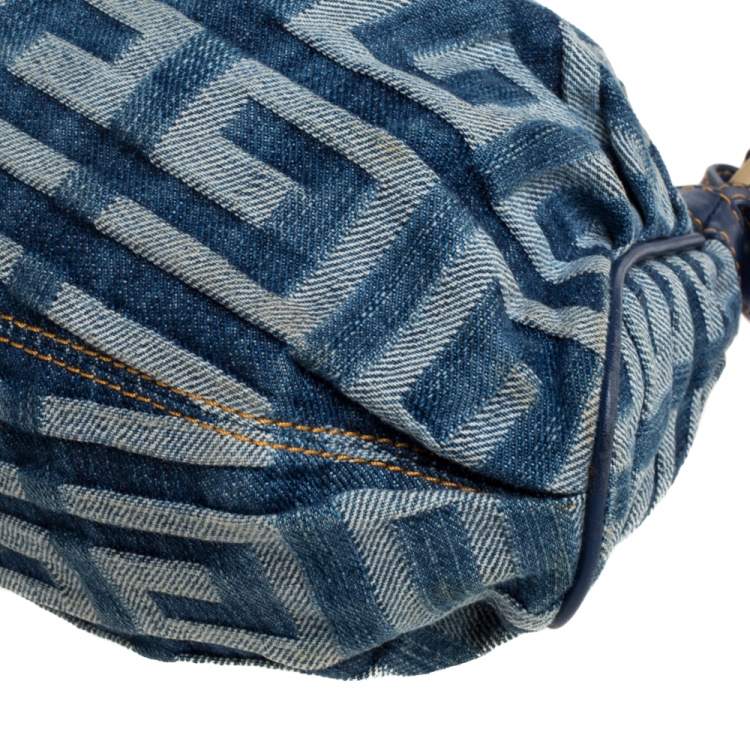 Pre Owned Givenchy Blue Monogram Denim and Leather Shoulder Bag