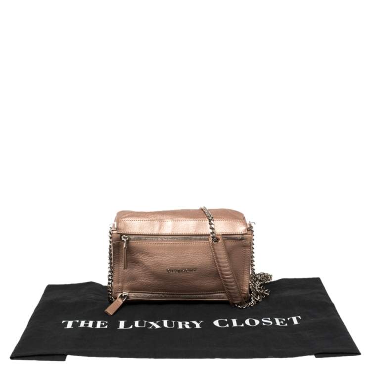 Pre Owned Givenchy Pink Leather Mini Pandora Chain Shoulder Bag