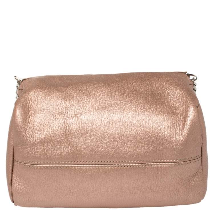 Pre Owned Givenchy Pink Leather Mini Pandora Chain Shoulder Bag