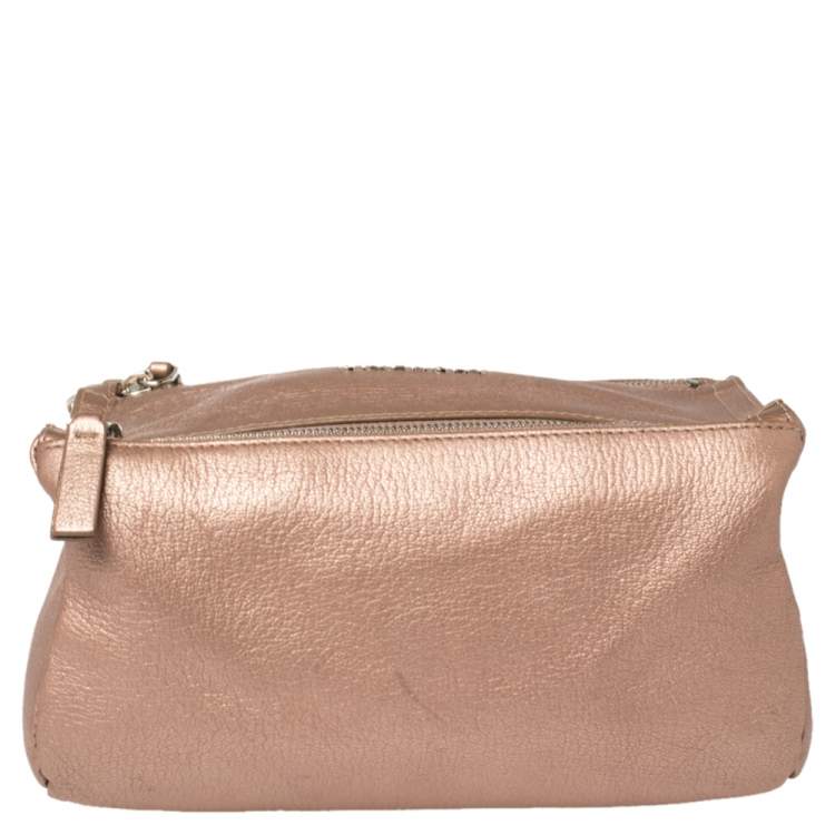 Pre Owned Givenchy Pink Leather Mini Pandora Chain Shoulder Bag