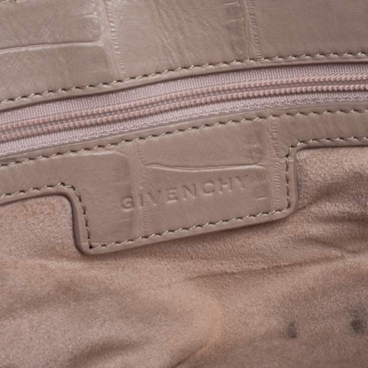 Pre Owned Givenchy Beige Croc Embossed Leather Flap Shoulder Bag