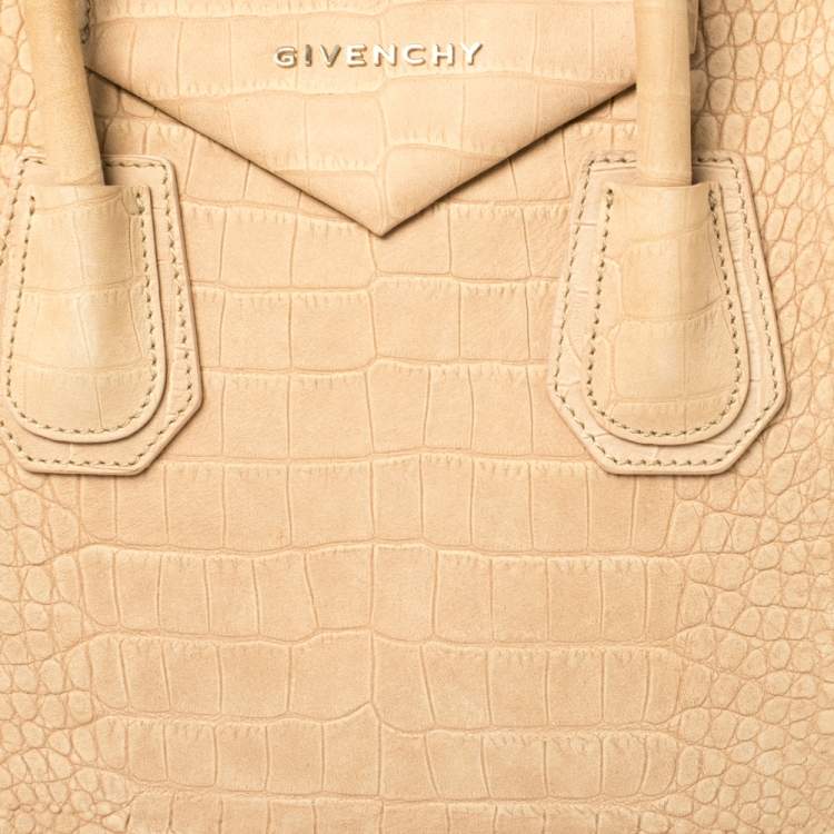 Pre Owned Givenchy Nude Nubuck Medium Antigona Satchel