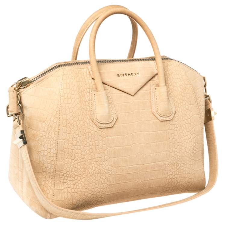 Pre Owned Givenchy Nude Nubuck Medium Antigona Satchel