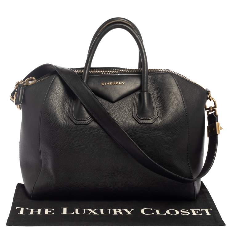 Pre Owned Givenchy Black Leather Medium Antigona Satchel
