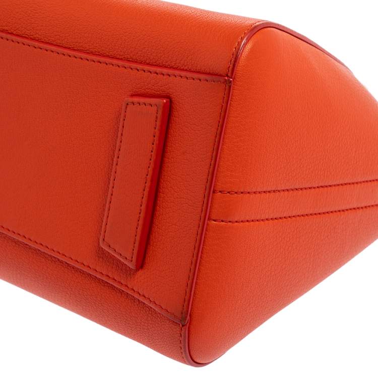 Pre Owned Givenchy Orange Leather Small Antigona Satchel