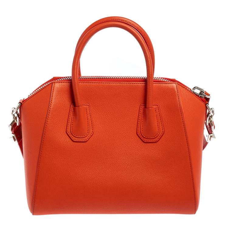 Pre Owned Givenchy Orange Leather Small Antigona Satchel