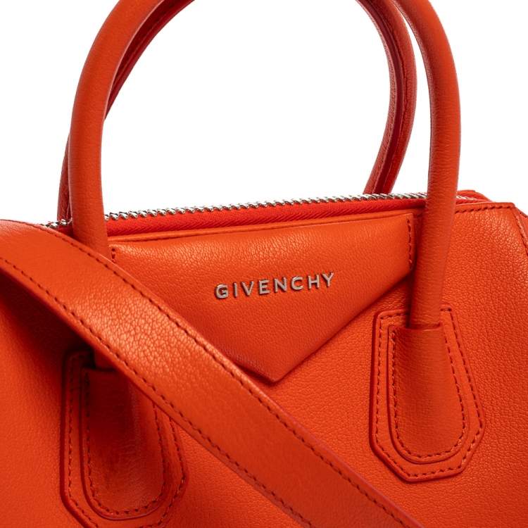 Pre Owned Givenchy Orange Leather Small Antigona Satchel