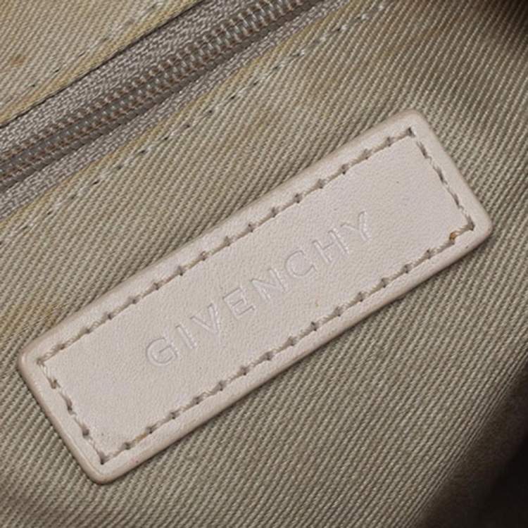 Pre Owned Givenchy Cream/Blue Monogram Canvas and Leather Hobo