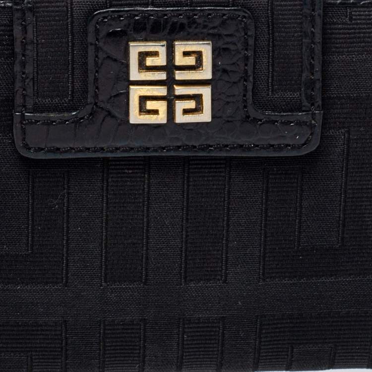Pre Owned Givenchy Black Canvas and Leather Wallet