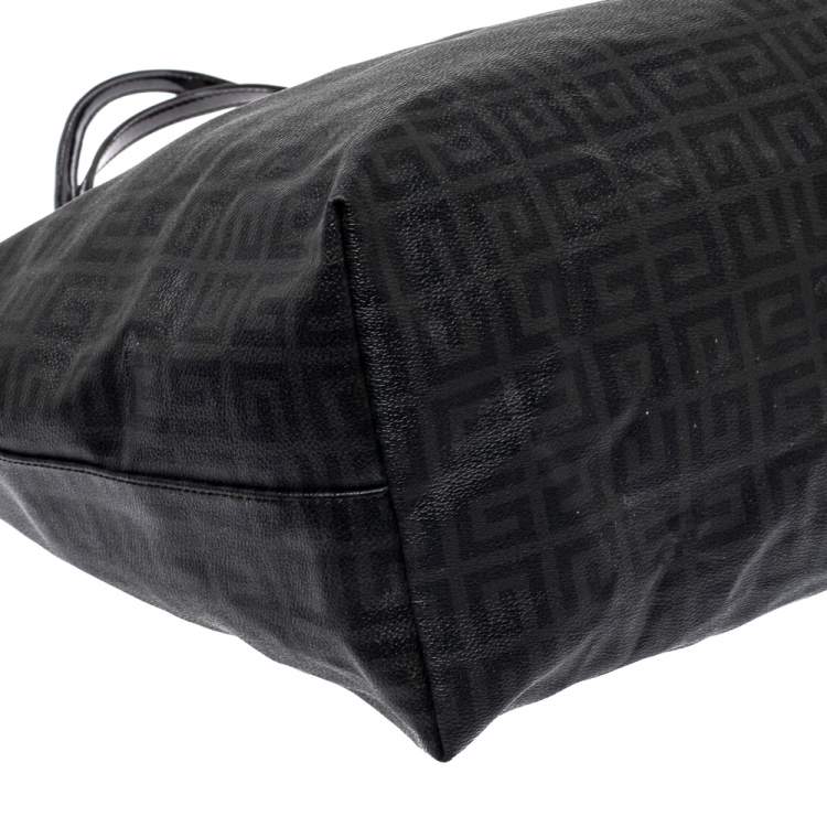 Pre Owned Givenchy Dark Grey/Black Coated Canvas Logo Print Antigona Shopper Tote