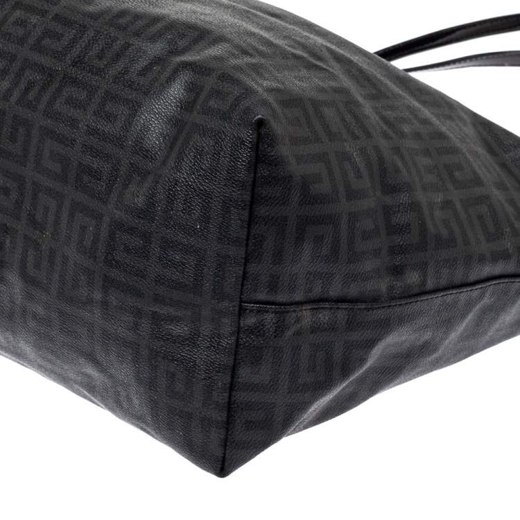 Pre Owned Givenchy Dark Grey/Black Coated Canvas Logo Print Antigona Shopper Tote