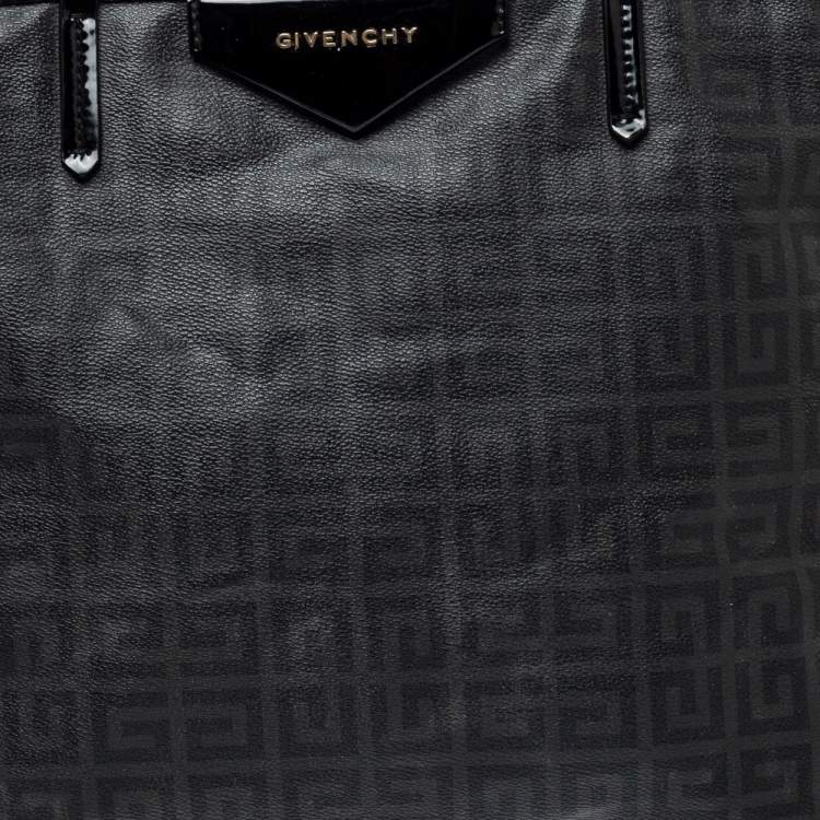 Pre Owned Givenchy Dark Grey/Black Coated Canvas Logo Print Antigona Shopper Tote