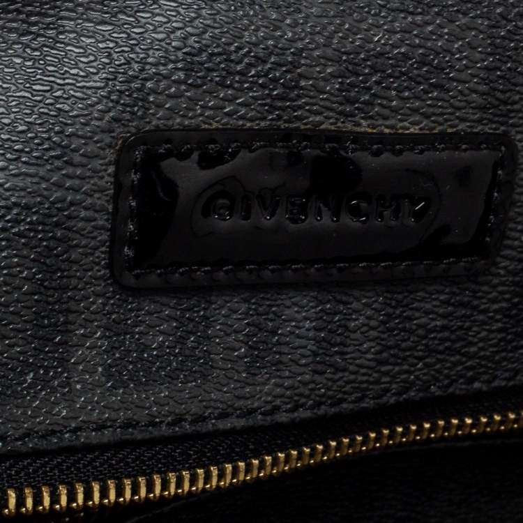 Pre Owned Givenchy Dark Grey/Black Coated Canvas Logo Print Antigona Shopper Tote