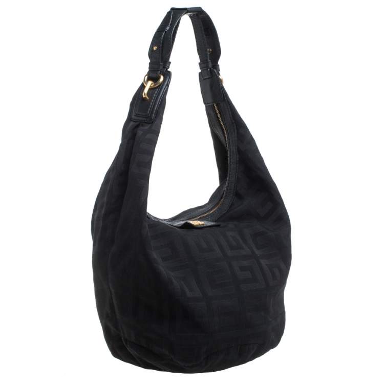 Pre Owned Givenchy Black Monogram Canvas and Leather Hobo