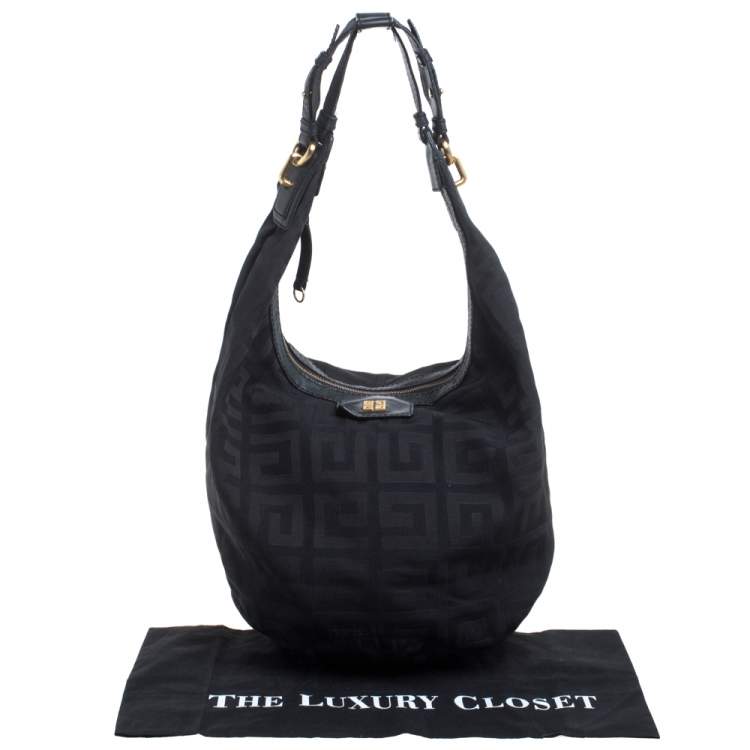 Pre Owned Givenchy Black Monogram Canvas and Leather Hobo