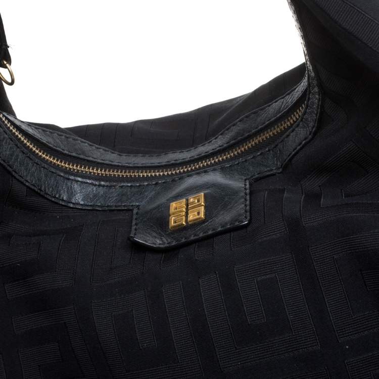 Pre Owned Givenchy Black Monogram Canvas and Leather Hobo