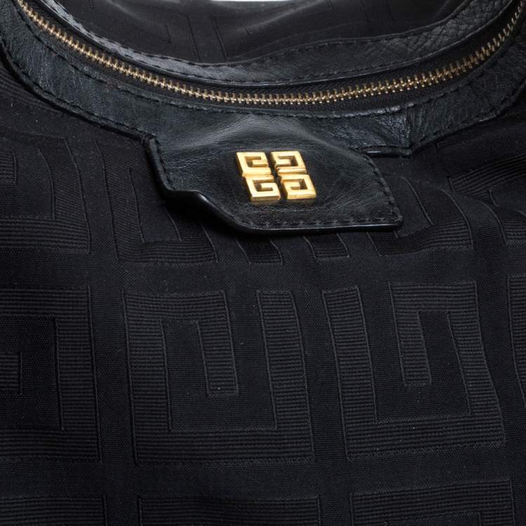 Pre Owned Givenchy Black Monogram Canvas and Leather Hobo
