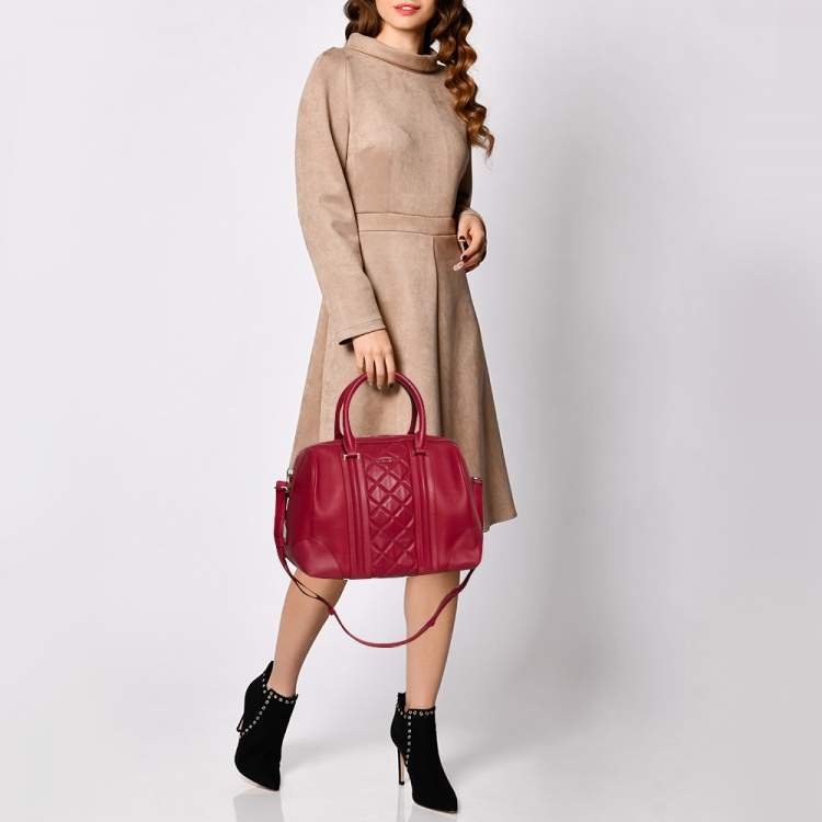 Pre Owned Givenchy Magenta Quilted Leather Lucrezia Bowler Bag