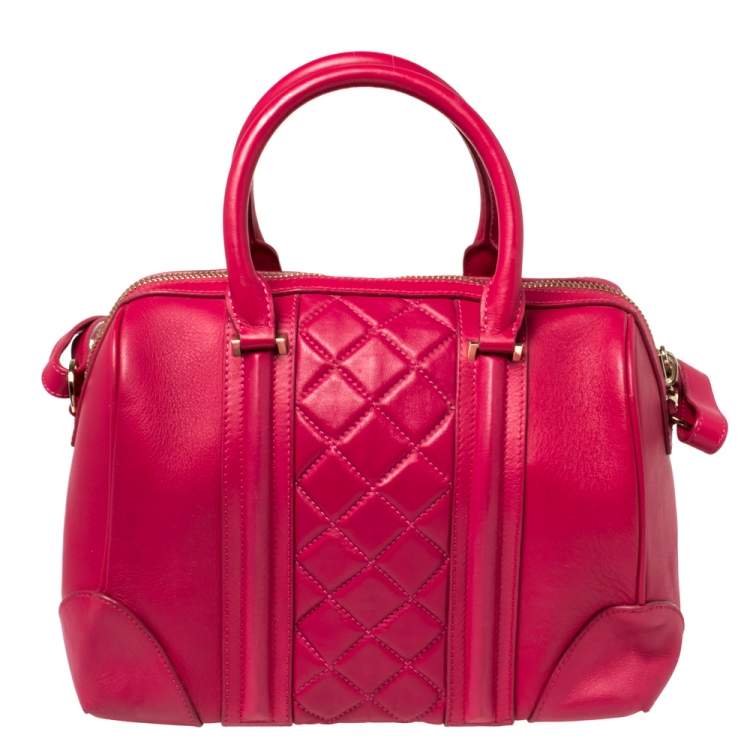 Pre Owned Givenchy Magenta Quilted Leather Lucrezia Bowler Bag