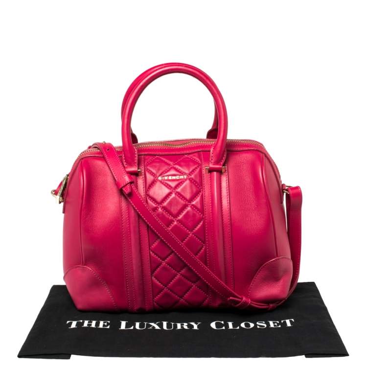 Pre Owned Givenchy Magenta Quilted Leather Lucrezia Bowler Bag