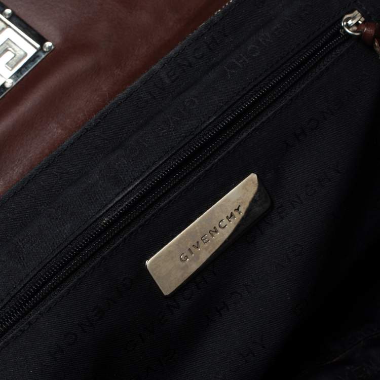 Pre Owned Givenchy Grey Wool And Leather Flap Satchel