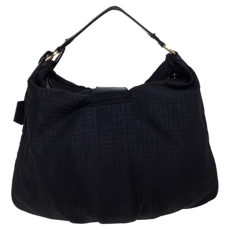 Pre Owned Givenchy Black Monogram Canvas And Leather Hobo