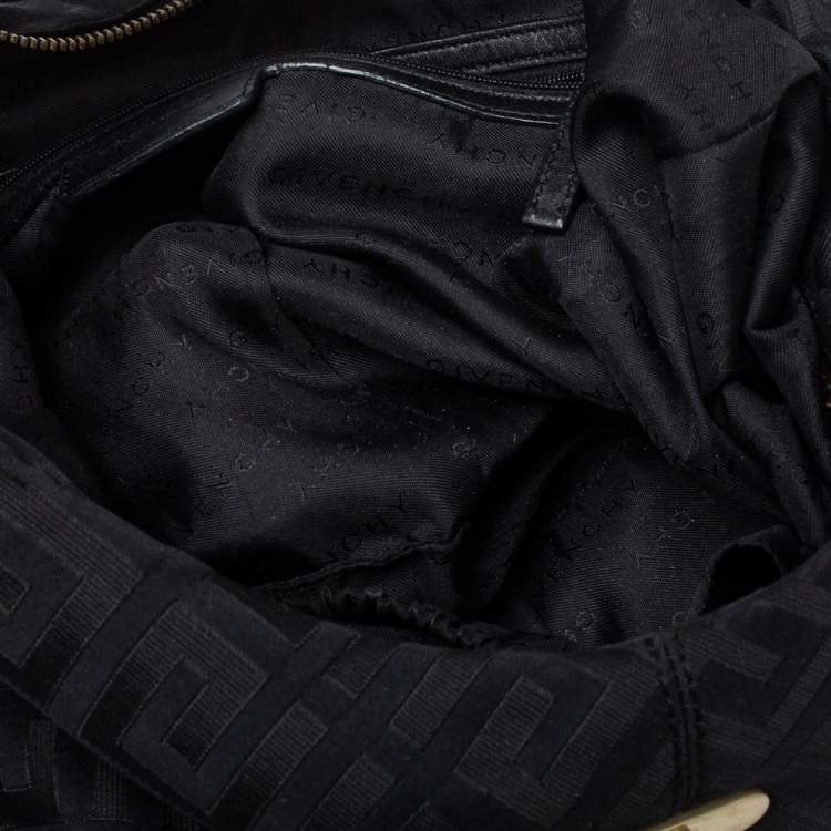 Pre Owned Givenchy Black Monogram Canvas And Leather Hobo