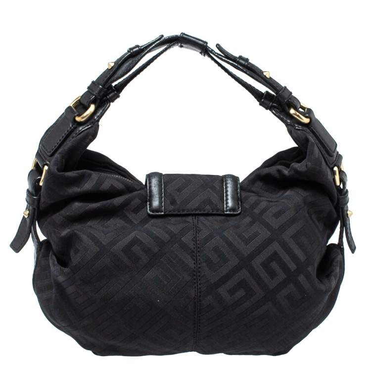 Pre Owned Givenchy Black Monogram Canvas And Leather Hobo