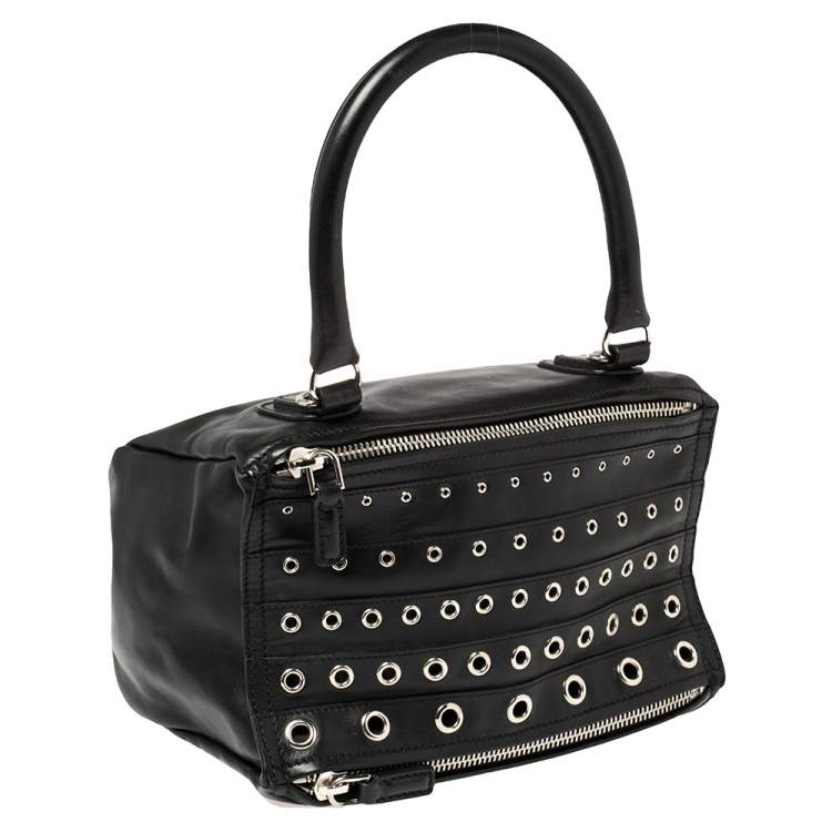 Pre Owned Givenchy Black Leather Pandora Grommet Shoulder Bag