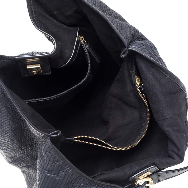 Pre Owned Givenchy Black Fabric Stitch Detail Hobo
