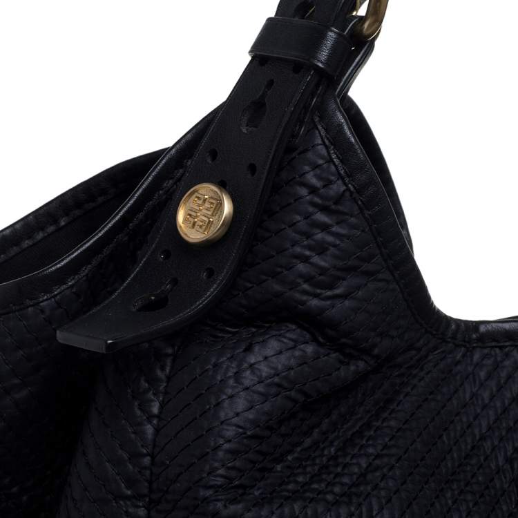 Pre Owned Givenchy Black Fabric Stitch Detail Hobo