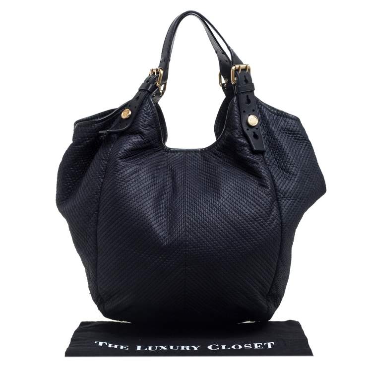 Pre Owned Givenchy Black Fabric Stitch Detail Hobo
