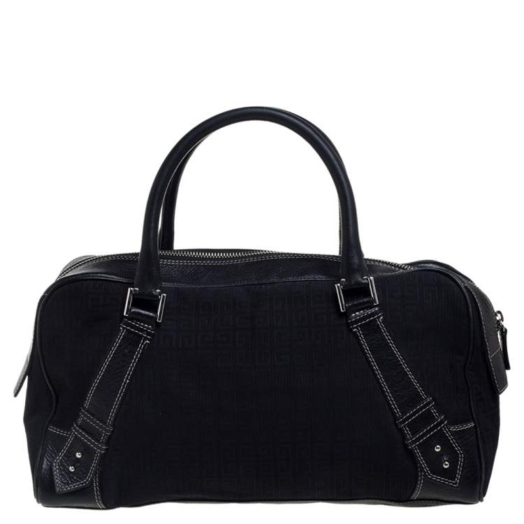 Pre Owned Givenchy Black Monogram Canvas and Leather Zip Satchel 