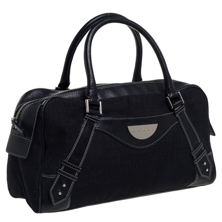 Pre Owned Givenchy Black Monogram Canvas and Leather Zip Satchel 