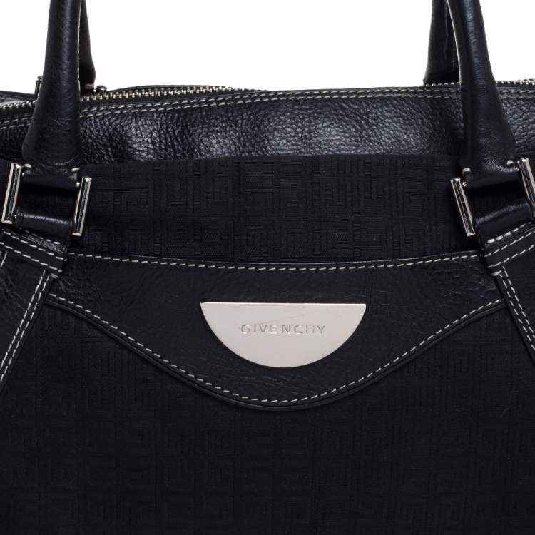 Pre Owned Givenchy Black Monogram Canvas and Leather Zip Satchel 