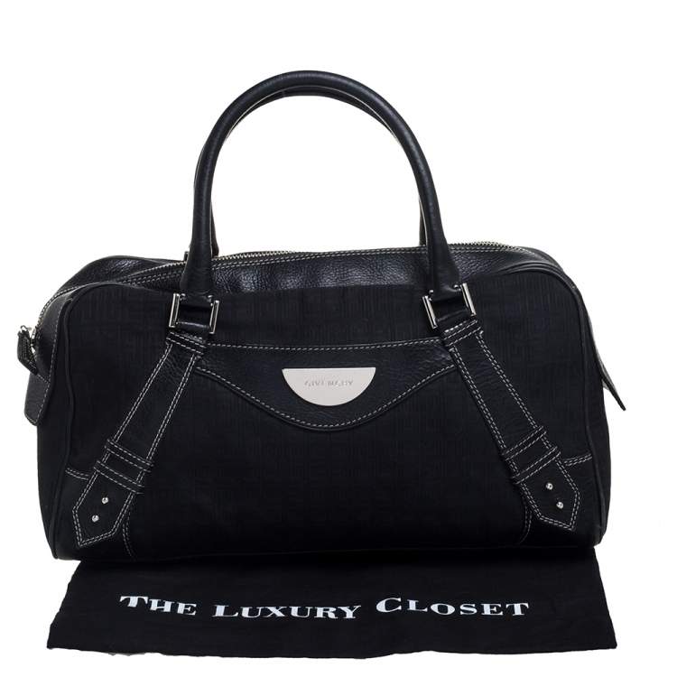 Pre Owned Givenchy Black Monogram Canvas and Leather Zip Satchel 