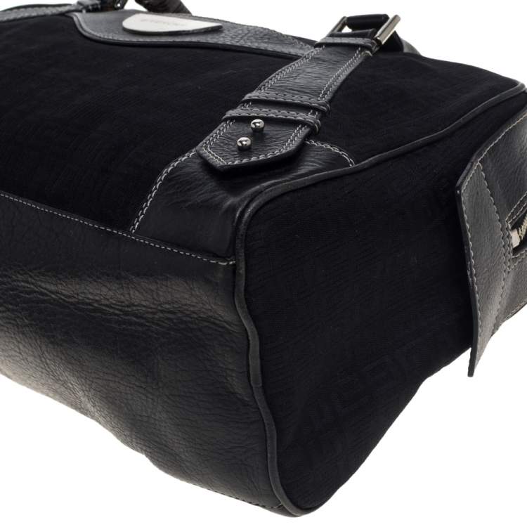 Pre Owned Givenchy Black Monogram Canvas and Leather Zip Satchel 