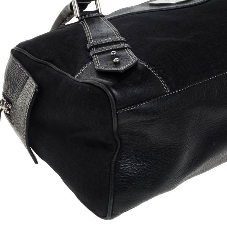 Pre Owned Givenchy Black Monogram Canvas and Leather Zip Satchel 