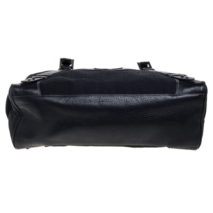 Pre Owned Givenchy Black Monogram Canvas and Leather Zip Satchel 