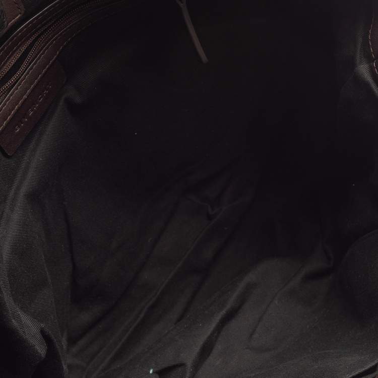 Pre Owned Givenchy Dark Brown/White Monogram Canvas and Leather Double Zip Tote