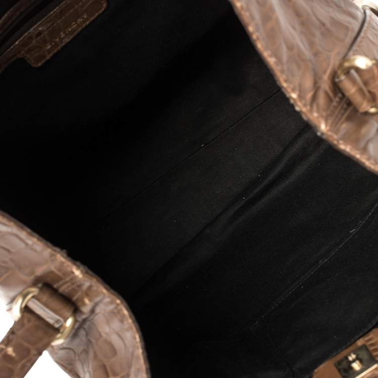Pre Owned Givenchy Brown Croc Embossed Leather Tote