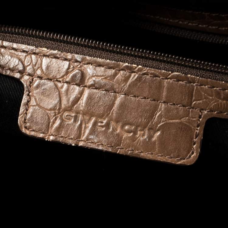 Pre Owned Givenchy Brown Croc Embossed Leather Tote