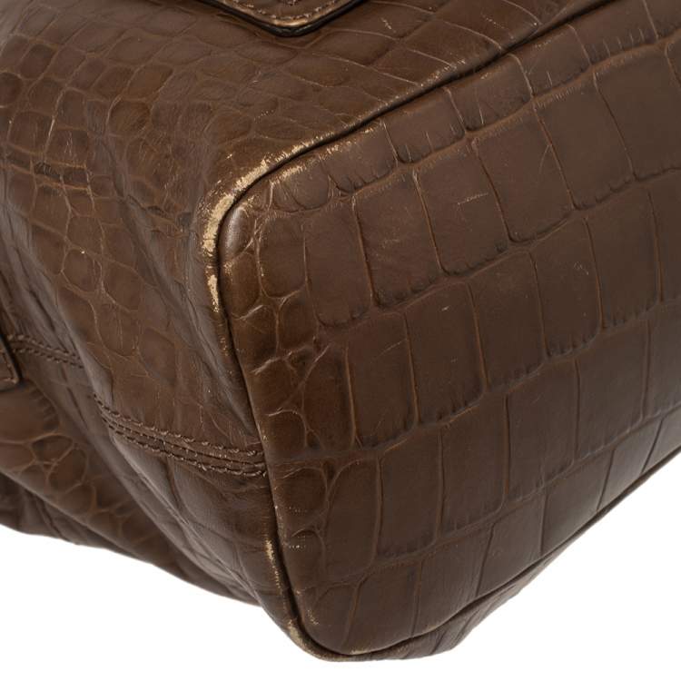 Pre Owned Givenchy Brown Croc Embossed Leather Tote