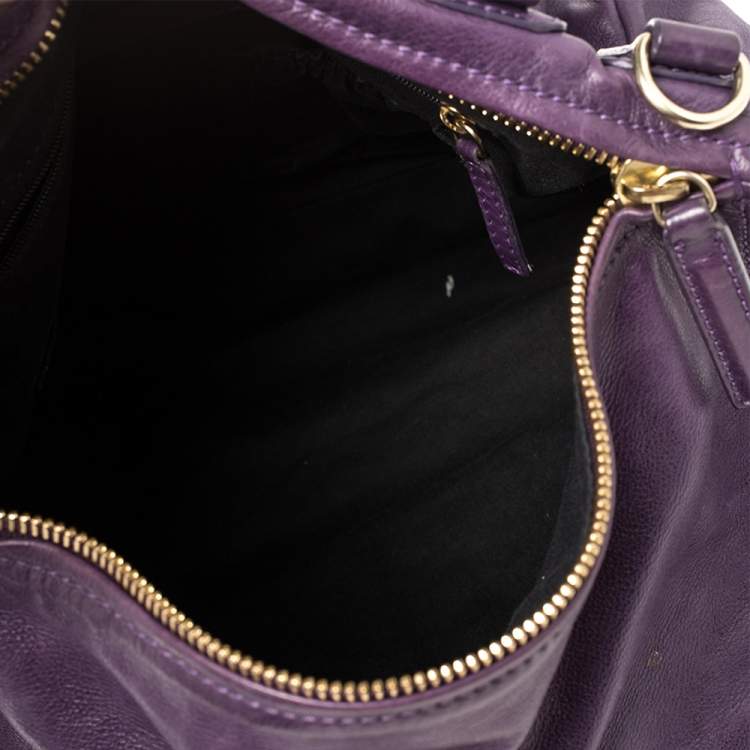 Pre Owned Givenchy Purple Leather Large Pandora Shoulder Bag