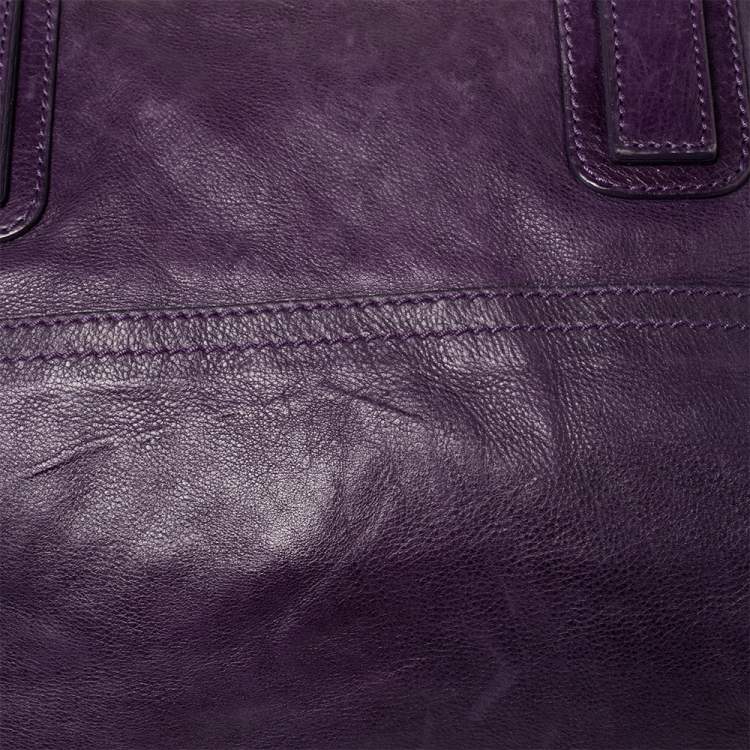 Pre Owned Givenchy Purple Leather Large Pandora Shoulder Bag