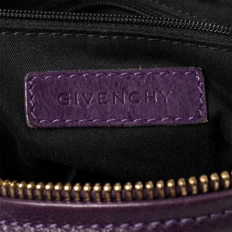 Pre Owned Givenchy Purple Leather Large Pandora Shoulder Bag