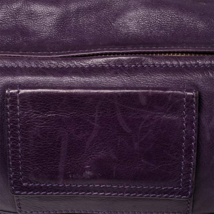 Pre Owned Givenchy Purple Leather Large Pandora Shoulder Bag